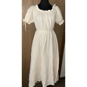 Scarlet Darkness NWT W’s S  Seersucker Cotton Apricot Off Shoulder Pocket Dress